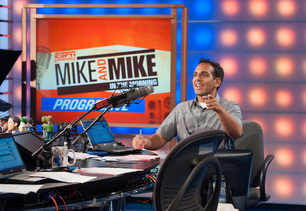 Mike and Mike in the Morning with Adnan Virk. (Joe Faraoni/ ESPN Images)