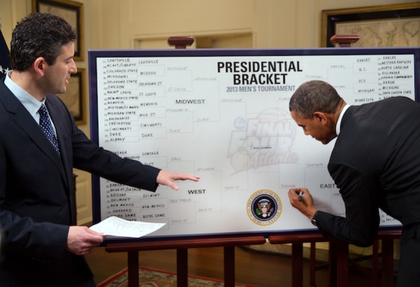 ESPN's Andy Katz with President Barack Obama (Official White House Photo by Pete Souza)