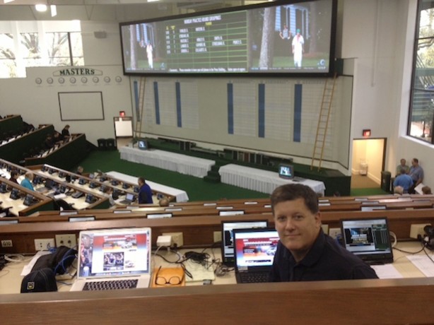 Bob Harig, senior golf writer for ESPN.com, in the Masters media center. (Photo courtesy of Bob Harig)