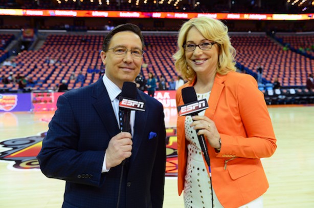ESPN play by play announcers Dave O'Brien and Doris Burke. (Phil Ellsworth/ESPN Images)