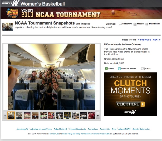 A screengrab of the espnW collection of fan-submitted social media photos related to the NCAA Women's Basketball Tournament.    (ESPN)