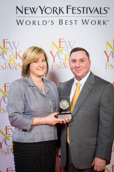 Photography © Marc Bryan-Brown Jodi Markley, senior vice president, operations, accepted the trophy as the top honoree in a new category at the NY Festivals Awards -- Best Technical Production team.  She was joined by Chris Calcinari, vice president, remote production operations. 