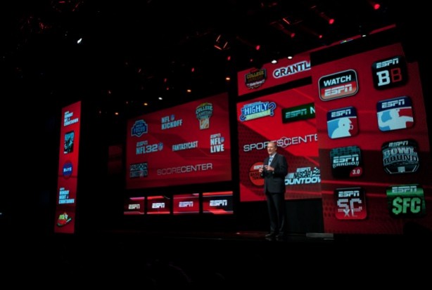 President of Global Customer Marketing and Sales, Ed Erhardt during the 2012 ESPN Upfront event. (Joe Faraoni / ESPN Images)
