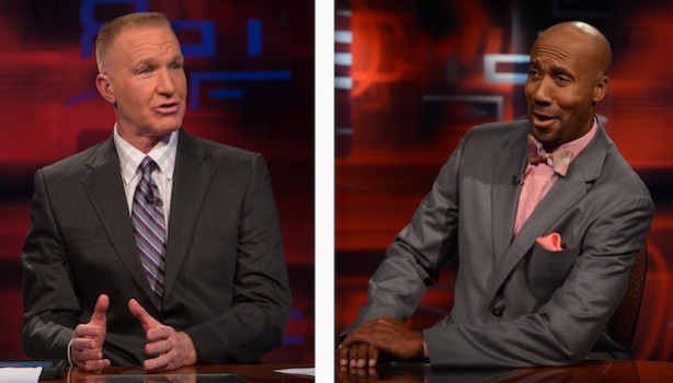ESPN's NBA analysts Chris Mullin (L) and Bruce Bowen (Joe Faraoni/ESPN Images)