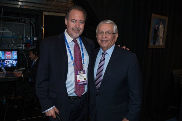 ESPN coordinating producer Bruce Bernstein (L) has worked the past 11 NBA Drafts with league commissioner David Stern. (Rich Arden/ESPN Images)