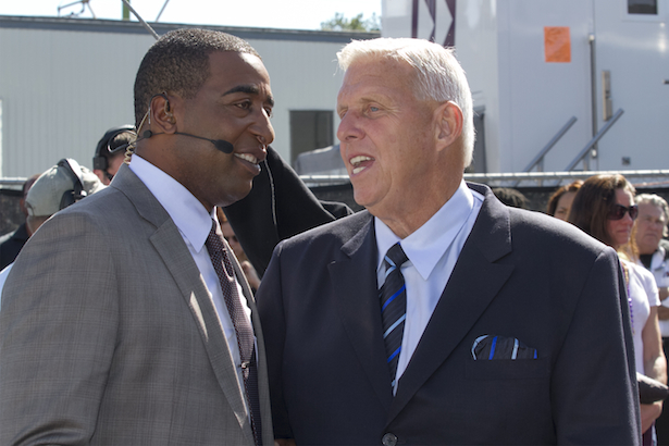 Class of 2013 Hall of Famers Cris Carter (l) and Bill Parcells. (Don Juan Moore/ESPN Images)