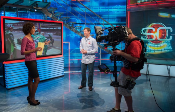 SportsCenter anchor Sage Steele (L) with NASCAR driver Dale Earnhardt Jr. (Rich Arden/ESPN Images)