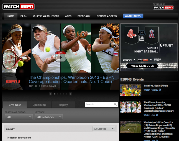 A screen shot of ESPN3.com's Wimbledon coverage. (ESPN)