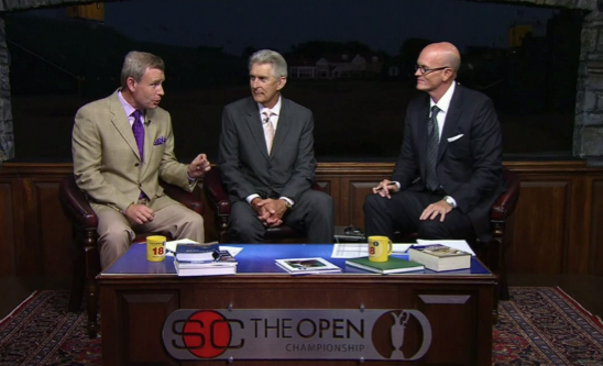 Tom Rinaldi, Andy North and Scott Van Pelt during The Open Championship coverage. (ESPN)
