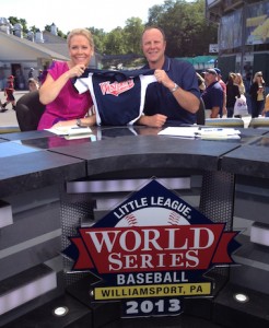 Chris McKendry and Kyle Peterson at the Little League World Series in Williamsport, PA. (ESPN)