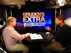 Jon Gruden and Minnesota Viking Josh Freeman talk in advance of tonight's Monday Night Football game.