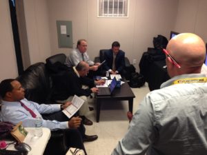 Pre-show meeting with the Baseball Tonight World Series crew (Photo by Nick Davis)