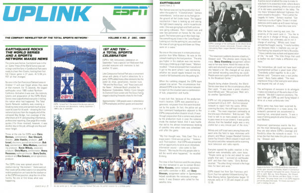 UPLINK ESPN company newsletter from 1989. Click to enlarge.