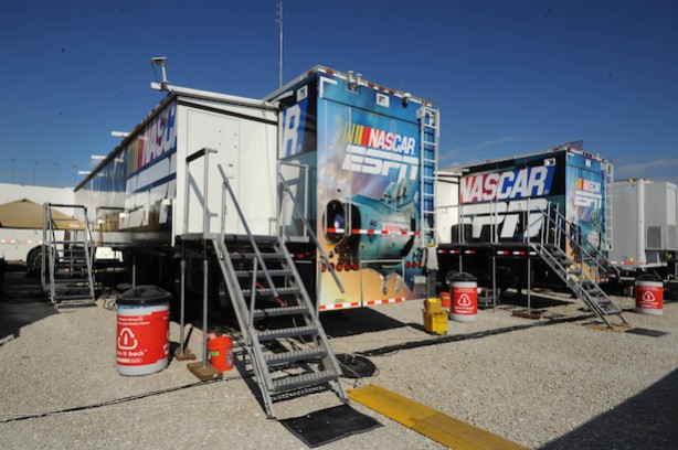 ESPN NASCAR production trucks. (Phil Cavali)