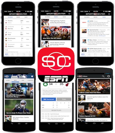 Images of the new SportsCenter app, launching today.