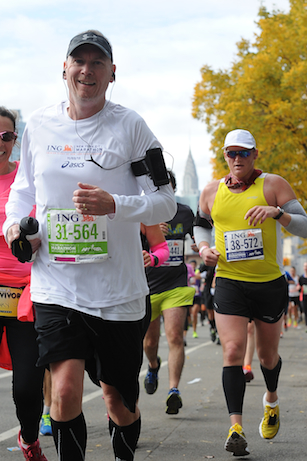 Patrick Stiegman during the 2013 New York City Marathon. (Photo courtesy Marathon Photo)