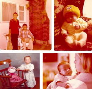 (Clockwise, from top left) Lindsay Czarniak's parents Terri and Chet (while Terri was pregnant with Lindsay); Lindsay as a baby (3).