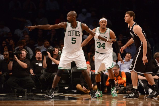 Former Celtics players Kevin Garnett (L) and Paul Pierce (Joe Faraoni / ESPN Images)