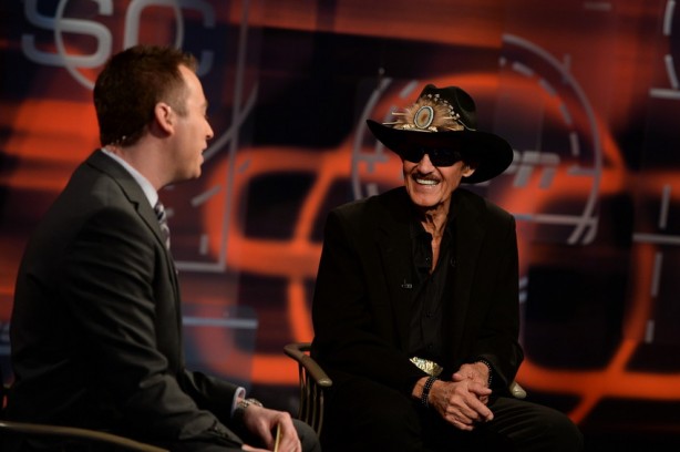 SportsCenter anchor Randy Scott (l) interviews NASCAR legend Richard Petty. (Joe Faraoni / ESPN Images)