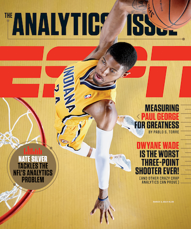 Indiana Pacers star Paul George adorns the cover of ESPN The Magazine's Analytics Issue. (ESPN)