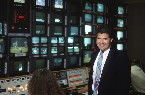 1990: Jed Drake in the MLB production and control room. (Rick LaBranche/ESPN Images)