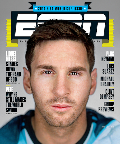 Argentina's Lionel Messi is on the cover of World Cup Issue of ESPN The Magazine, on newsstands  this Friday. (Photo courtesy ESPN The Magazine)