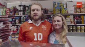 Bryan McAleer (l), associate director of sports marketing at ESPN, made a cameo in a previous World Cup campaign spot, "Global Issues." (ESPN)