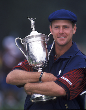Payne with 1999 U.S. Open trophy. (Copyright USGA/John Mummert)
