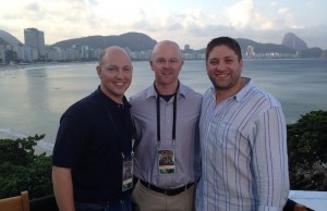 Matt Leach with ESPN producers Andrew McConville (L) and Ben Cerny (R) at the ESPN set in Rio. (Photo courtesy of Matt Leach)