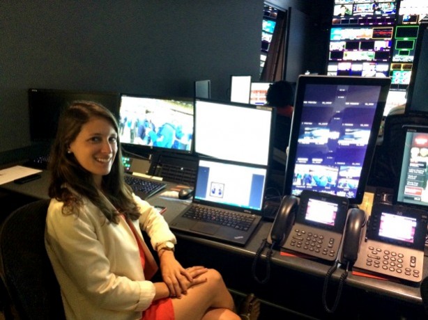 ESPN Social Media intern Kathy Breen in ESPN's new DC-2 Control Room (Nida Chaudhry/ESPN)