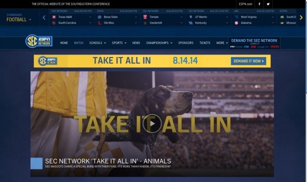 SEC Network homepage