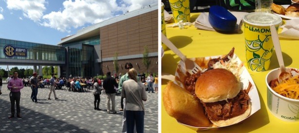 Countless ESPN staffers played a role in the launch of SEC Network. Today, they celebrated with a southern style barbeque on campus. (Liz Carpino/ESPN)